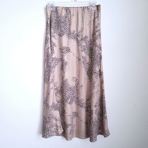 Leopard Print Satin Midi SkirtSize Medium